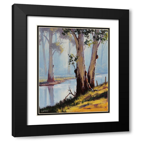 River Gum Trees Black Modern Wood Framed Art Print with Double Matting by Gercken, Graham