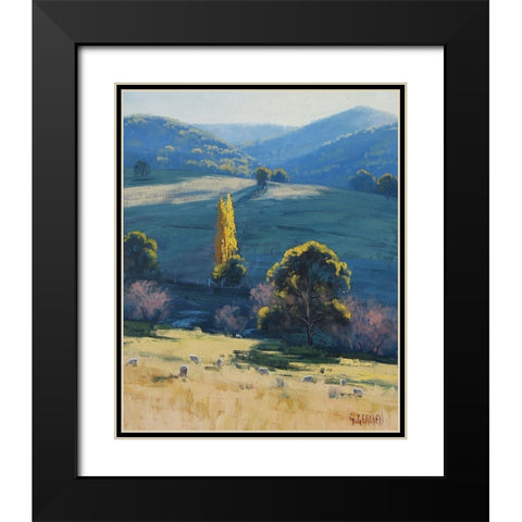 Tarama Sheep Farm Australia Black Modern Wood Framed Art Print with Double Matting by Gercken, Graham