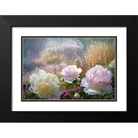 Three Peonies Black Modern Wood Framed Art Print with Double Matting by Kopania, Zbigniew