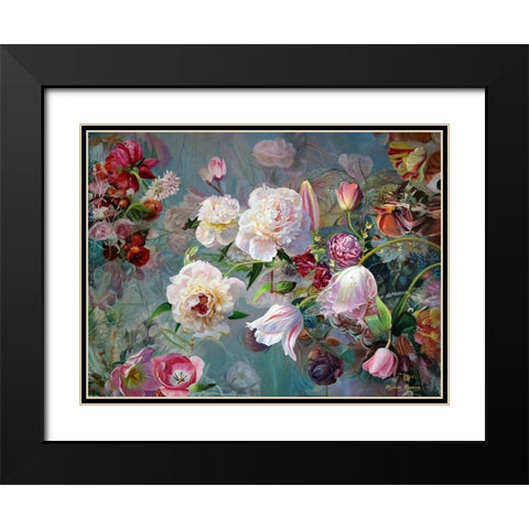 Floral Composition Black Modern Wood Framed Art Print with Double Matting by Kopania, Zbigniew