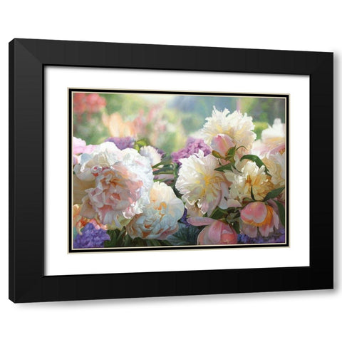 Peonies in the Morning Black Modern Wood Framed Art Print with Double Matting by Kopania, Zbigniew