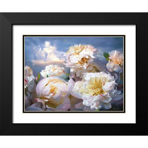Luminous Peonies Black Modern Wood Framed Art Print with Double Matting by Kopania, Zbigniew