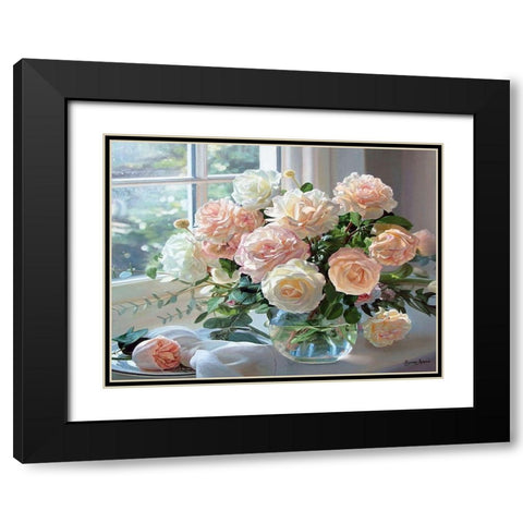 Roses in the Window Black Modern Wood Framed Art Print with Double Matting by Kopania, Zbigniew