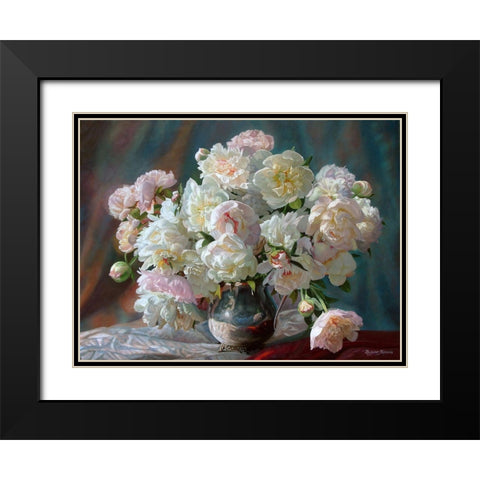Lonely Peony Black Modern Wood Framed Art Print with Double Matting by Kopania, Zbigniew