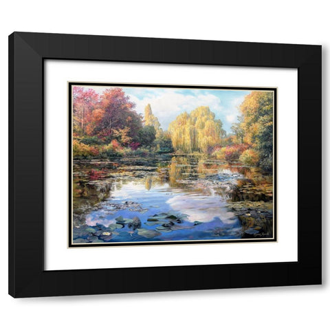 A Garden Monet Style II Black Modern Wood Framed Art Print with Double Matting by Kopania, Zbigniew