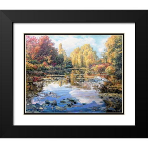 A Garden Monet Style II Black Modern Wood Framed Art Print with Double Matting by Kopania, Zbigniew