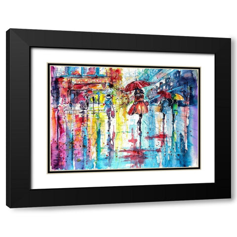 Rain and the Ciry at Fall Black Modern Wood Framed Art Print with Double Matting by Kovacs, Anna Brigite