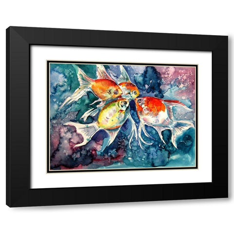 Colorful Fish Black Modern Wood Framed Art Print with Double Matting by Kovacs, Anna Brigite