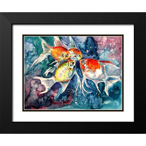 Colorful Fish Black Modern Wood Framed Art Print with Double Matting by Kovacs, Anna Brigite
