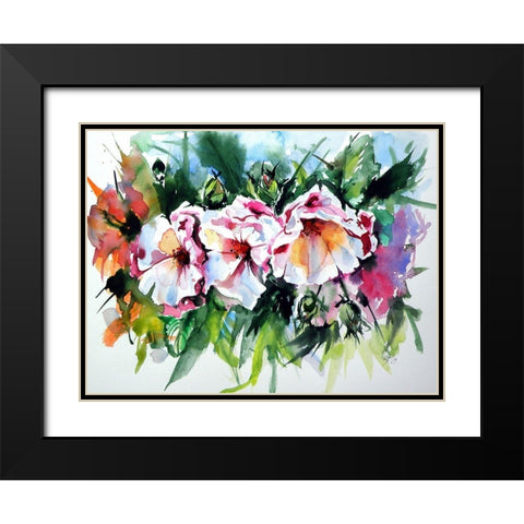 Flowers in the Garden Black Modern Wood Framed Art Print with Double Matting by Kovacs, Anna Brigite