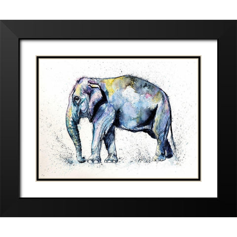 Elephant in Purple Black Modern Wood Framed Art Print with Double Matting by Kovacs, Anna Brigite