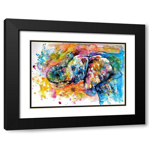 Colorful Elephant  Black Modern Wood Framed Art Print with Double Matting by Kovacs, Anna Brigite
