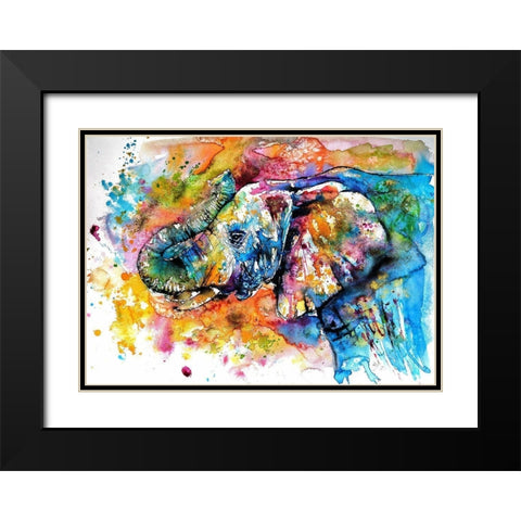 Colorful Elephant  Black Modern Wood Framed Art Print with Double Matting by Kovacs, Anna Brigite