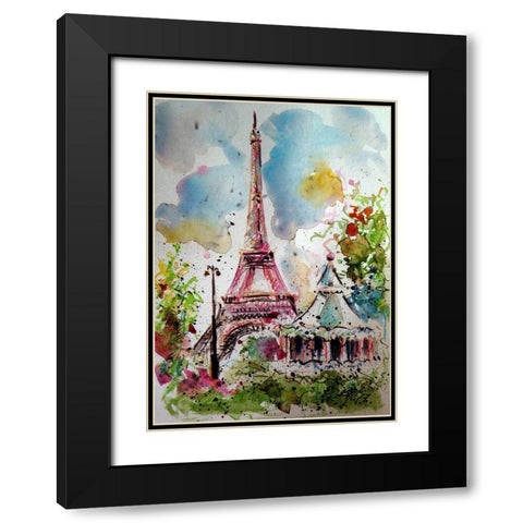 Eifell Tower Black Modern Wood Framed Art Print with Double Matting by Kovacs, Anna Brigite