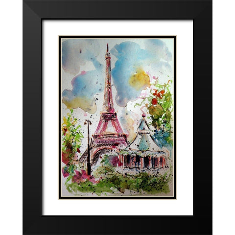 Eifell Tower Black Modern Wood Framed Art Print with Double Matting by Kovacs, Anna Brigite