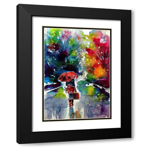 Walk Alone Black Modern Wood Framed Art Print with Double Matting by Kovacs, Anna Brigite