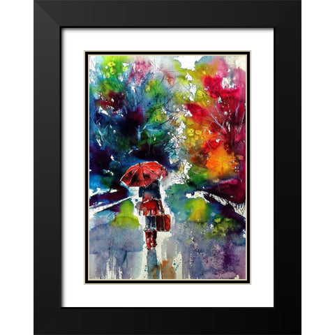 Walk Alone Black Modern Wood Framed Art Print with Double Matting by Kovacs, Anna Brigite