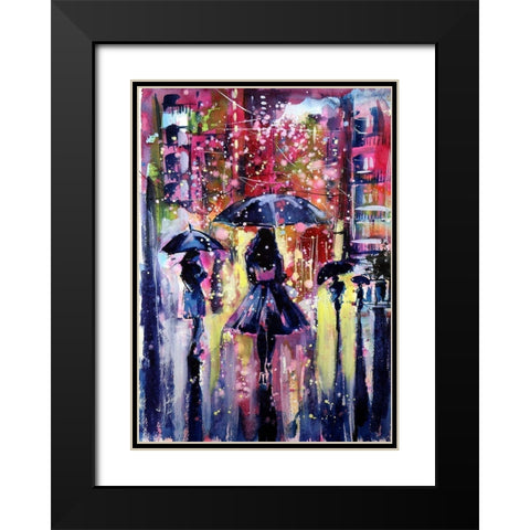 Snowfall in the Evening Black Modern Wood Framed Art Print with Double Matting by Kovacs, Anna Brigite