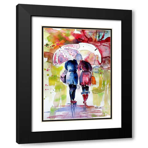 Speaking in the Rain II Black Modern Wood Framed Art Print with Double Matting by Kovacs, Anna Brigite