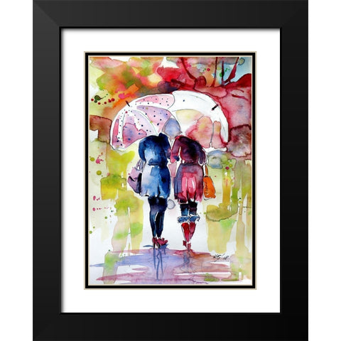 Speaking in the Rain II Black Modern Wood Framed Art Print with Double Matting by Kovacs, Anna Brigite