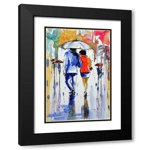Walk in the Rain V Black Modern Wood Framed Art Print with Double Matting by Kovacs, Anna Brigite