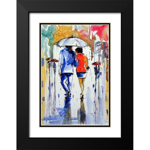 Walk in the Rain V Black Modern Wood Framed Art Print with Double Matting by Kovacs, Anna Brigite