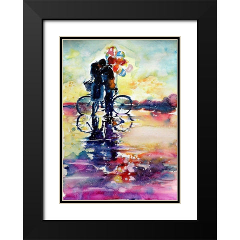 Romance Meeting Black Modern Wood Framed Art Print with Double Matting by Kovacs, Anna Brigite