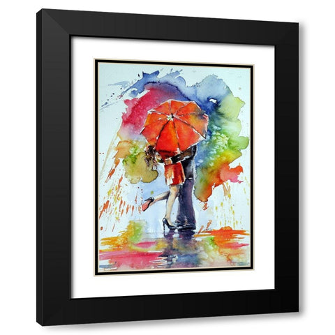 Raining and Love Black Modern Wood Framed Art Print with Double Matting by Kovacs, Anna Brigite