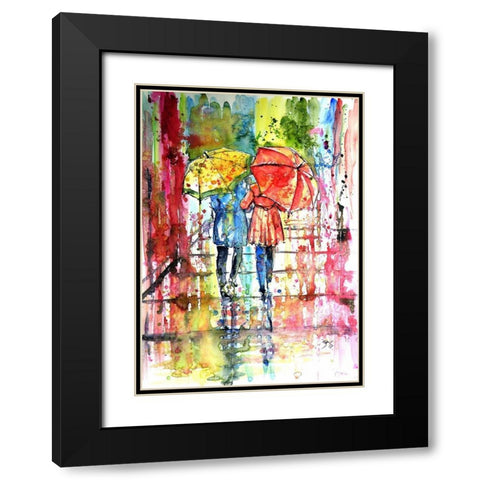 Raining Black Modern Wood Framed Art Print with Double Matting by Kovacs, Anna Brigite