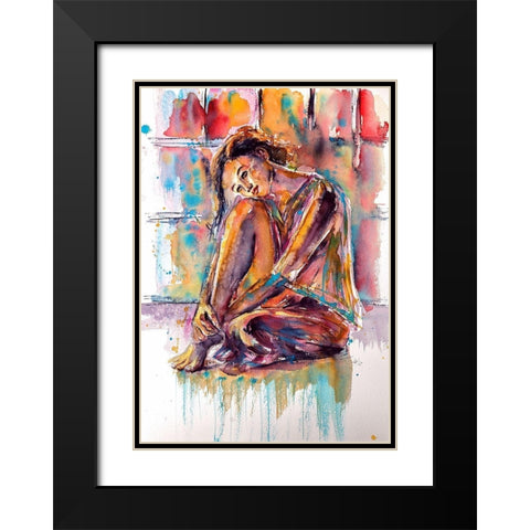 Dreaming Beauty Girl Black Modern Wood Framed Art Print with Double Matting by Kovacs, Anna Brigite