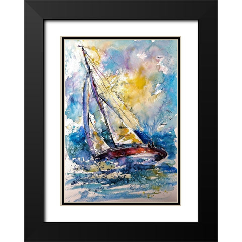 Sailboat in the Wind Black Modern Wood Framed Art Print with Double Matting by Kovacs, Anna Brigite