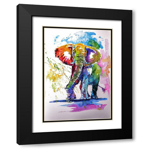 Colorful Elephant Black Modern Wood Framed Art Print with Double Matting by Kovacs, Anna Brigite
