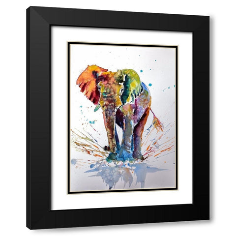 Cute Colorful Elephant Black Modern Wood Framed Art Print with Double Matting by Kovacs, Anna Brigite
