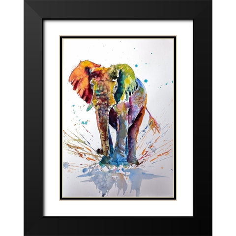 Cute Colorful Elephant Black Modern Wood Framed Art Print with Double Matting by Kovacs, Anna Brigite