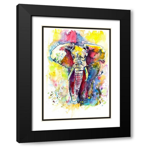 Elephant in the Front Black Modern Wood Framed Art Print with Double Matting by Kovacs, Anna Brigite