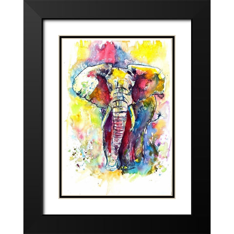Elephant in the Front Black Modern Wood Framed Art Print with Double Matting by Kovacs, Anna Brigite