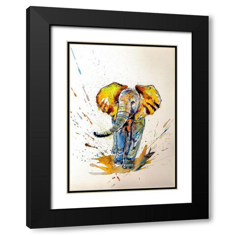 Elephant in Yellow Black Modern Wood Framed Art Print with Double Matting by Kovacs, Anna Brigite