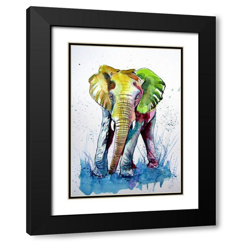 Happy Elephant I Black Modern Wood Framed Art Print with Double Matting by Kovacs, Anna Brigite