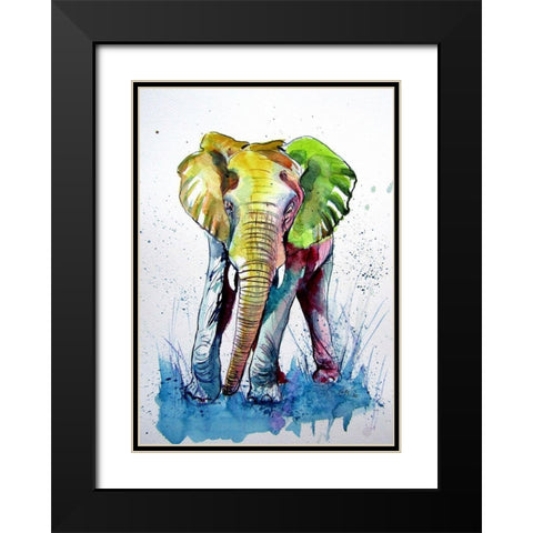 Happy Elephant I Black Modern Wood Framed Art Print with Double Matting by Kovacs, Anna Brigite