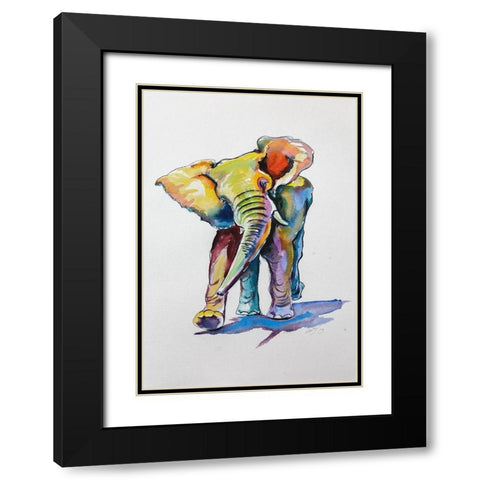 Elephant Playing Black Modern Wood Framed Art Print with Double Matting by Kovacs, Anna Brigite