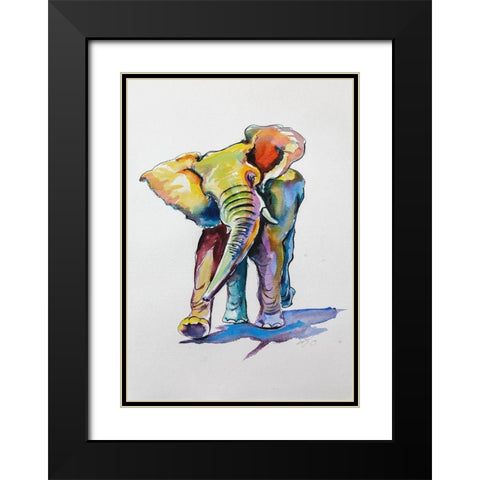Elephant Playing Black Modern Wood Framed Art Print with Double Matting by Kovacs, Anna Brigite