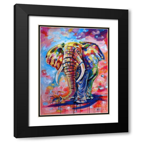 Big colorful Elephant Black Modern Wood Framed Art Print with Double Matting by Kovacs, Anna Brigite