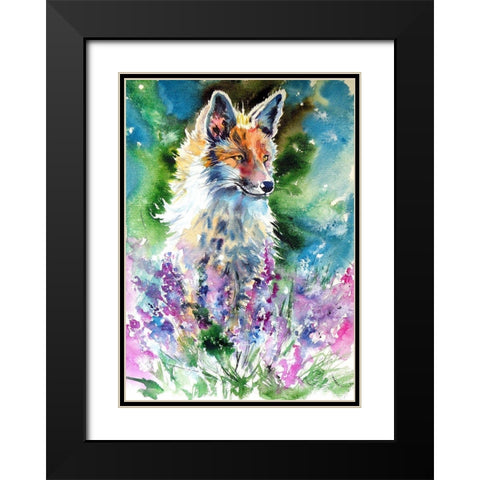 Red Fox with Lavender Black Modern Wood Framed Art Print with Double Matting by Kovacs, Anna Brigite