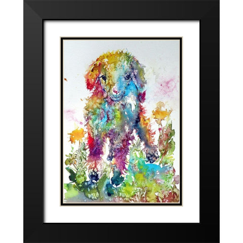 Goat in Grass Black Modern Wood Framed Art Print with Double Matting by Kovacs, Anna Brigite