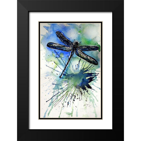Dragonfly Black Modern Wood Framed Art Print with Double Matting by Kovacs, Anna Brigite