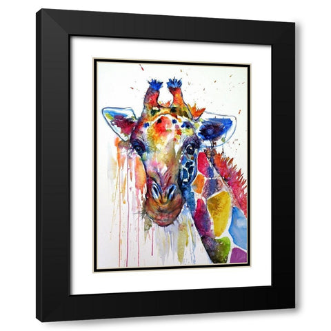 Smiling Giraffe Black Modern Wood Framed Art Print with Double Matting by Kovacs, Anna Brigite