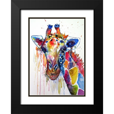 Smiling Giraffe Black Modern Wood Framed Art Print with Double Matting by Kovacs, Anna Brigite
