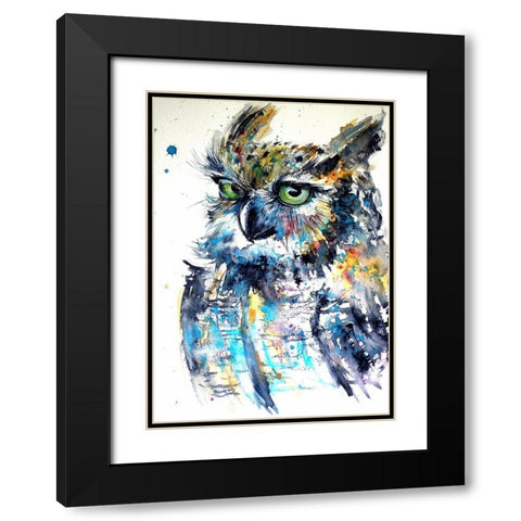 Owl II Black Modern Wood Framed Art Print with Double Matting by Kovacs, Anna Brigite