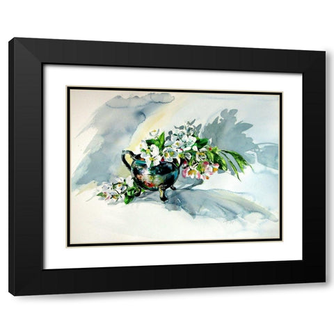 Still Life with Floral Black Modern Wood Framed Art Print with Double Matting by Kovacs, Anna Brigite