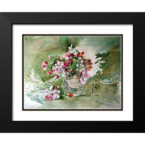 Still Life with Flowering Branch Black Modern Wood Framed Art Print with Double Matting by Kovacs, Anna Brigite
